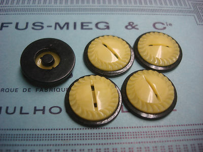 Boutons Anciens Jaune Et Noir - Mercerie Vintage - Lot De 1 à 10 Pièces - Occasion
