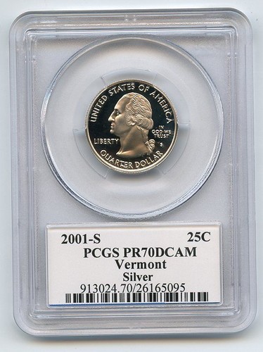 2001 S 25C Silver Vermont Quarter PCGS PR70DCAM - Picture 2 of 2