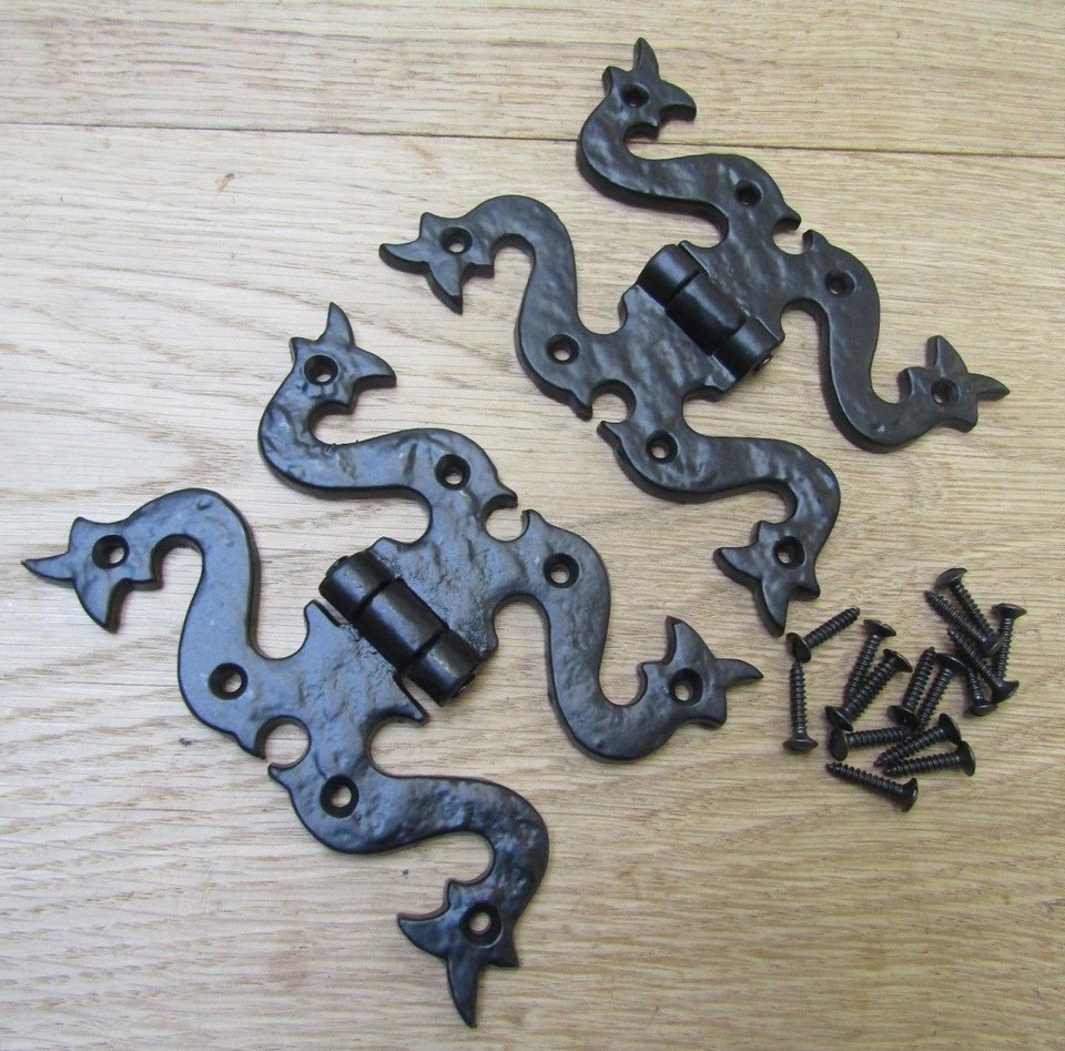 1 pair CAST IRON BLACK ANTIQUE KITCHEN CABINET CUPBOARD DOOR GATE ...