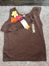 Gymboree Aloha Sunshine Brown Floral Tropical Tank Top Sz 9 NWT
