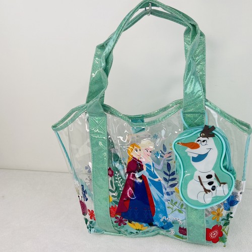 Disney Store Anna and Elsa Clear Swim Bag With Mini Olaf Bag Summer Floral - Picture 2 of 12