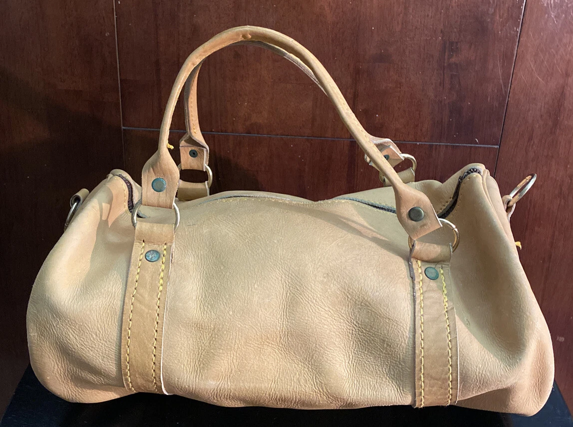 VINTAGE GYM BAG LEATHER HANDMADE 50s 60s 70s SMALL 15x8x7 VERY