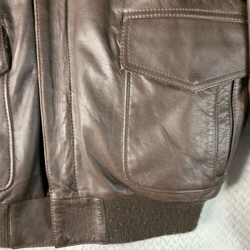 Vintage Oxford Leather Bomber Jacket Men’s Medium Brown Fleece Liner - Picture 5 of 18