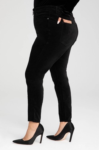 $175 Good American Good Waist Velvet Jeans Exposed Zip Black 038 Size 20 - Picture 3 of 4