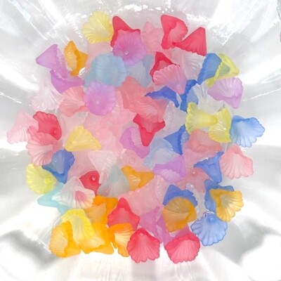 80pcs Beads for Jewelry Making Assorted Lucite Tulip Flower Beads #17839