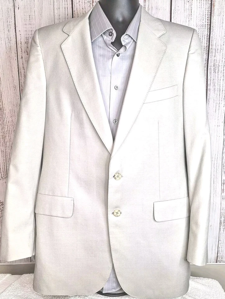 Casaco esportivo vintage Lanvin blazer masculino 40L bege sólido década de 1970 - Imagem 3 de 4