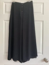 ARMANI Collezioni Italy Black Silk Blend Button Front Palazzo Pants Maxi Skirt 8
