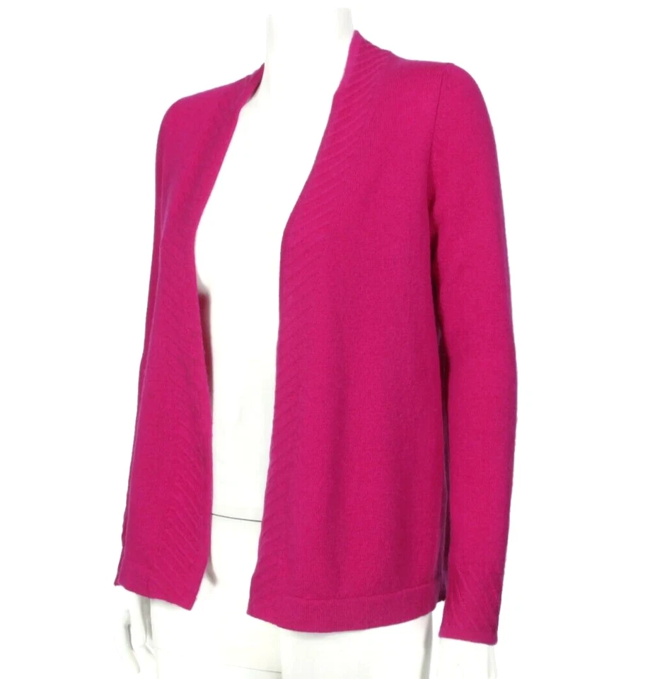 Cárdigan suéter CHARTER CLUB 100 % cachemir magenta abierto cascadina para mujer XS/472 Foto 2 de 4