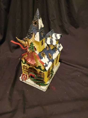Delicates Christmas House With Angel Lantern - Vintage With Box - Unused - Picture 9 of 20