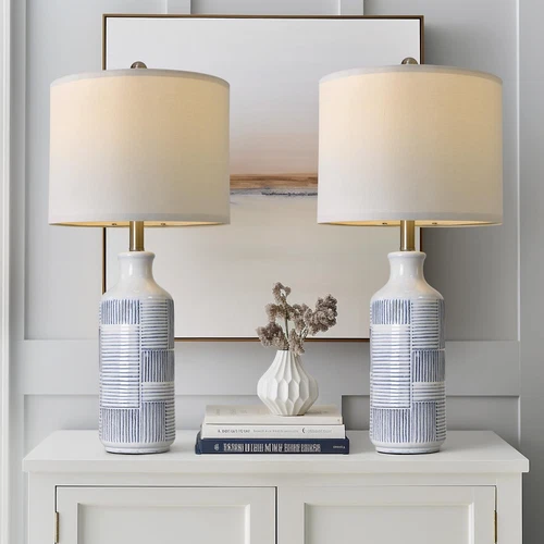 27.25" Ceramic Table Lamps Set of 2, Farmhouse Lamps for Living Room, Coastal...