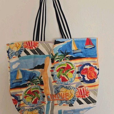 Cinque Damen Canvas Tragetasche mehrfarbig Print Schulterriemen
