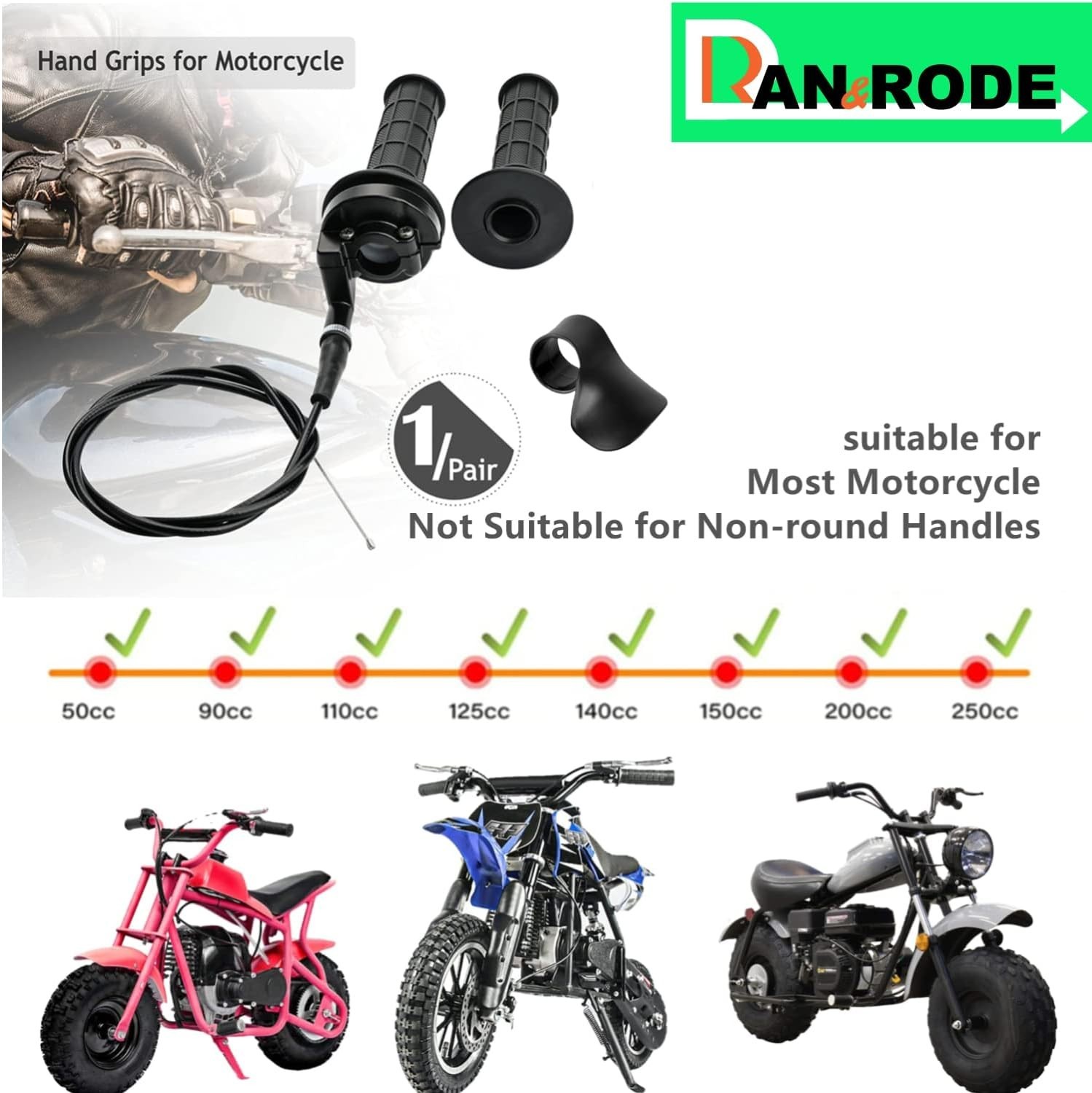 Mini Bike Throttle Assembly Rubber Handlebar Cable for ATV Dirt Bike Motorcycle