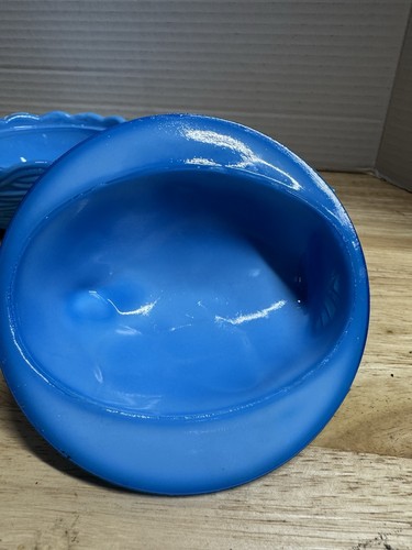 Blaue Milchschlacke Glas Vogel Rotkehlchen auf Nest Webkorb Hersteller Marke - Bild 8 von 12
