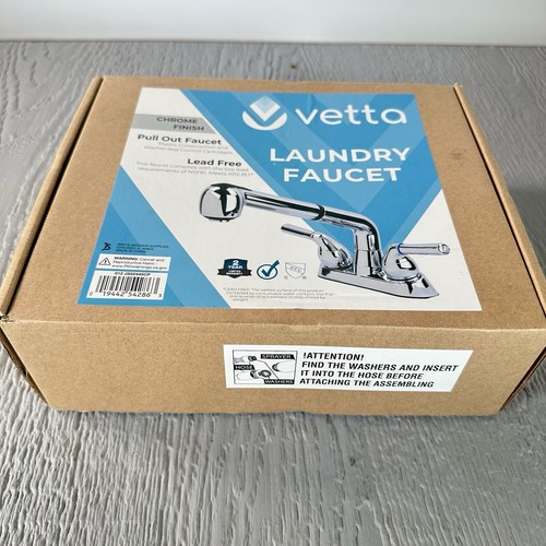 Vetta Laundry Faucet Chrome Finish Pull Out Faucet Lead Free Brand New In Box  - Picture 2 of 6
