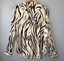 Karen Kane Animal Print Placket Shirt Size Small Zebra Office Siren Career Tunic