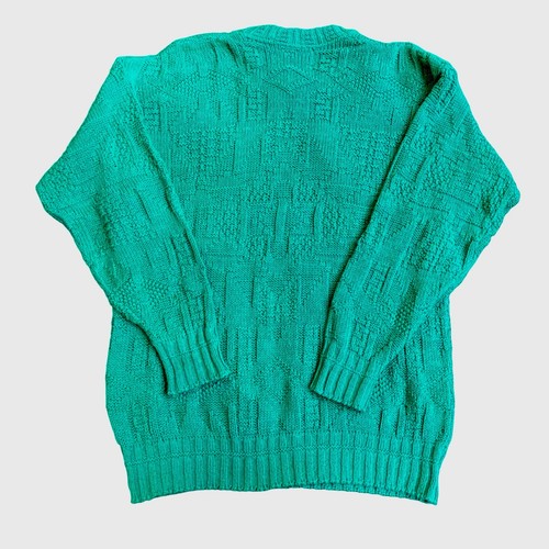 Vtg Lake Harmony USA Knit Sweater Sz M Textured Teal Ivy League Preppy Academia - Picture 2 of 10