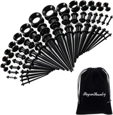 JieyueJewelry 50 Pieces Ear Stretching Kit 14G-00G Acrylic Tapers and Black 
