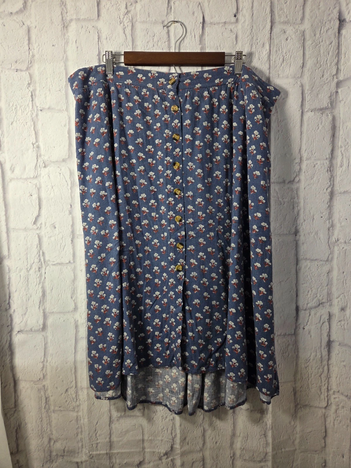 Gen by Sonoma Plus 2X Ditsy Floral Button Front Midi Skirt Boho Cottagecore