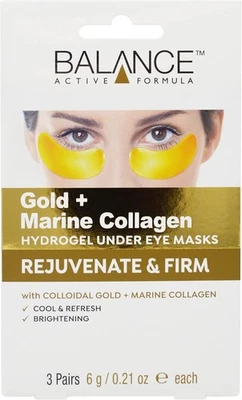 Balance Active Formula Gold & Marine Collagen Hydrogel Under Eye Masks 3 Pairs