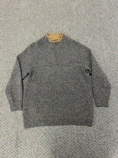 Pendelton Sweater XL Gray Washable Wool Pull-Over Quarter Zip