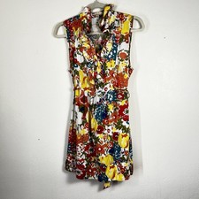 Twenty One Women's Retro Fitted Body Con Ruffle Tie Back Summer Mini Dress Sz L