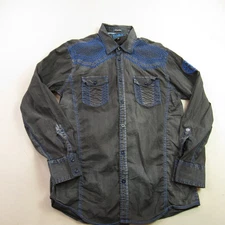 Roar Shirt Mens Medium Long Sleeve Button Front Pockets Outdoors Casual Black