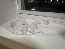 Clear Plastic Square Full Rim Eyeglasses Frames Solid Pattern Unisex Adults