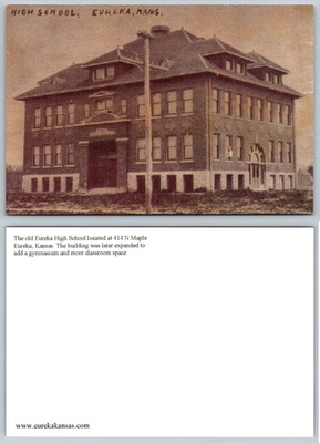 #ad Vintage Eureka High School Kansas Postcard Historic Architecture Building $4.44