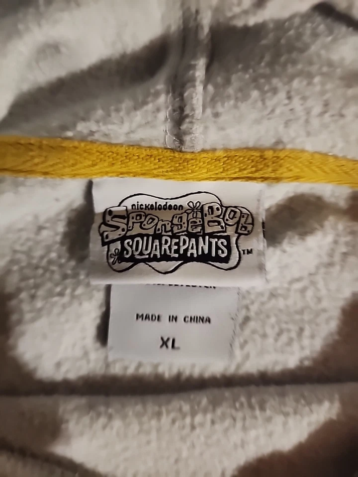 Nickelodeon Bob Esponja Pantalones Cuadrados Plancton DIVERTIDO Sudadera con Capucha Adulto XL Gris Amarillo RARO Foto 3 de 4