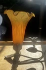 Vintage Tiffany Style Amber Lilly Hummingbird Petite Accent Lamp