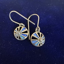 Malcolm Gray Ortak Sterling Silver Enamel Orbit Earrings