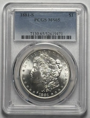 1881 S - Morgan U.S. Silver Dollar $1 - San Francisco - PCGS MS65