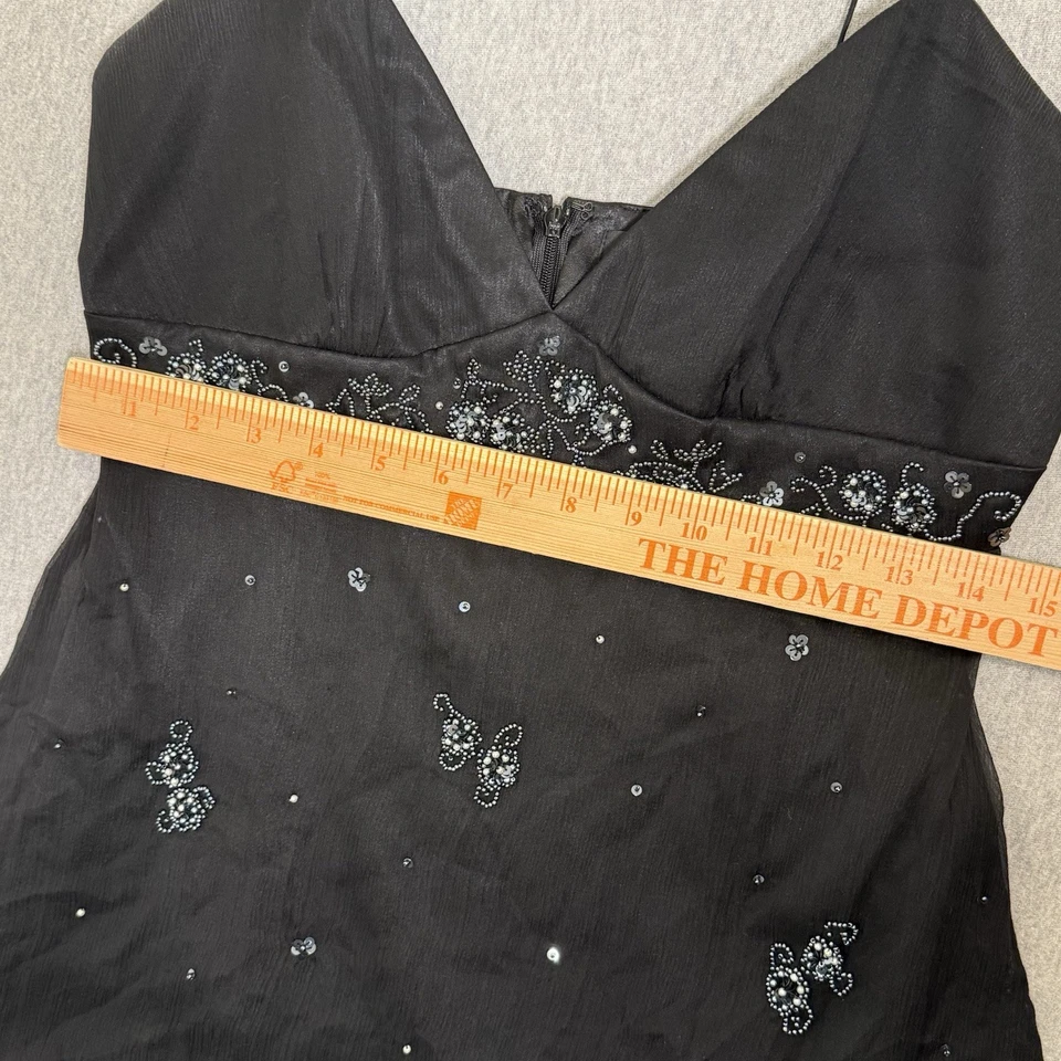 Camiseta sin mangas Shelli Segal para mujer M negra con cuentas Babydoll Cami estilo Y2K hada oscura Foto 4 de 4