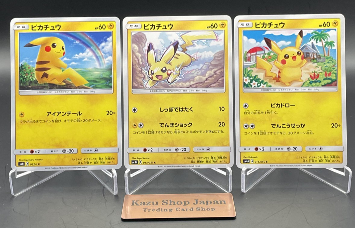 Set di 3 carte Pokémon Pikachu giapponesi