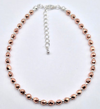 ROSE GOLD FACETED HEMATITE BEADED ANKLE BRACELET ANKLET 9.5" + EXT 009