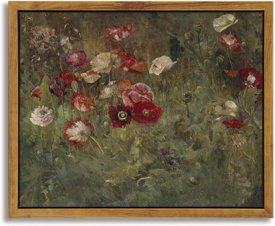 Framed Wall Art - Floral Scenic Oil Painting Canvas Prints, Rustic Decor for Bed