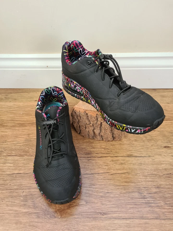 SKECHERS Street Uno Loving Love Sneakers Trainers Women's Black Uk 6 Footwear  - Image 3 of 4