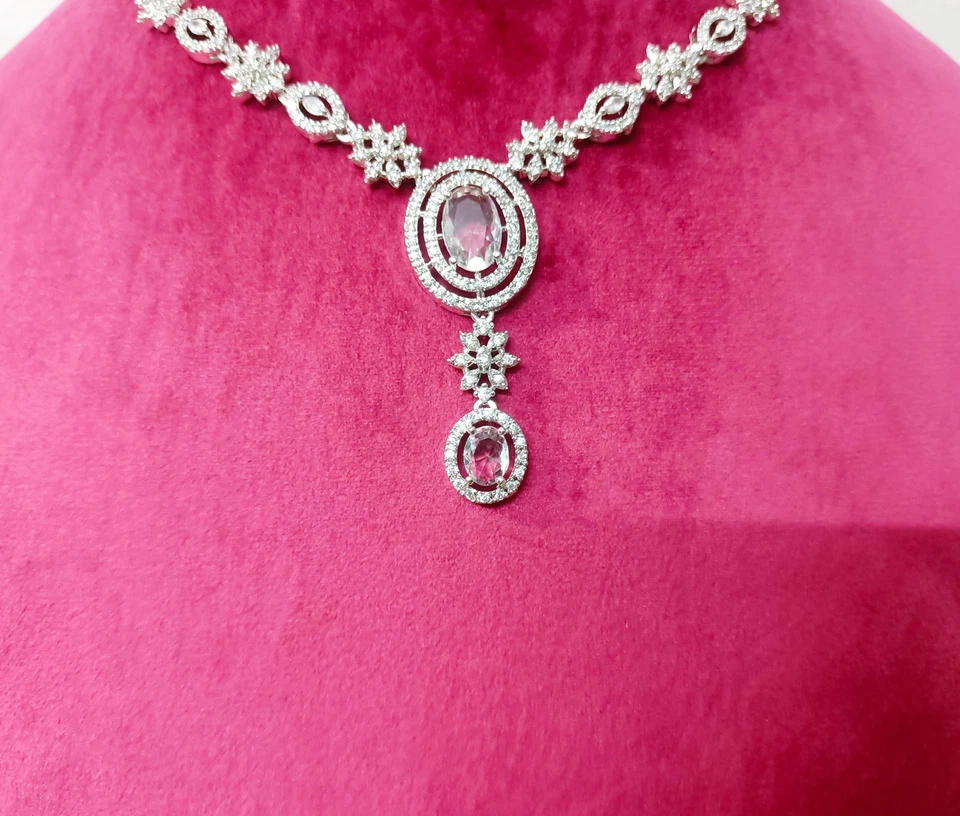 Collar blanco nupcial indio circonita cúbica joyería un regalo para dama de honor boda joyería Foto 3 de 4