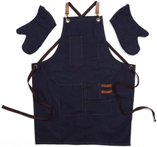Stephanie Imports Unisex Kitchen Apron With Pockets & Oven Mitts Child