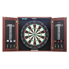 LED Dartboard and Cabinet Set Official Size Complete Accessory Steel Tip Dart