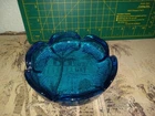 Vintage Anchor Hocking Deep Blue Ashtray Pebbled Base 5.75 inch Diameter