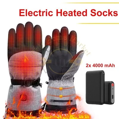 NOVA-TRENDSHOP Heated Gloves Electric Rechargeable 2x4000mah Battery Hand Warm Thermal Winter