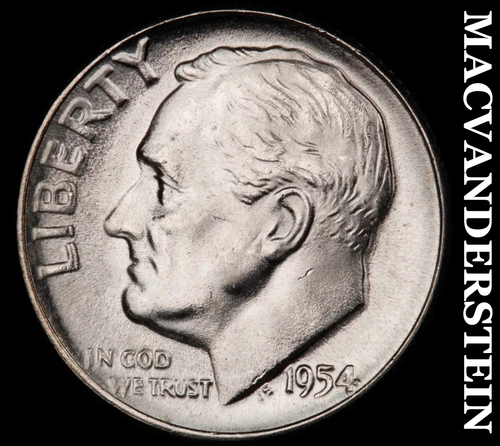 1954 Roosevelt Dime- Silver- Choice Gem Brilliant Unc Luster No Reserve #J4984