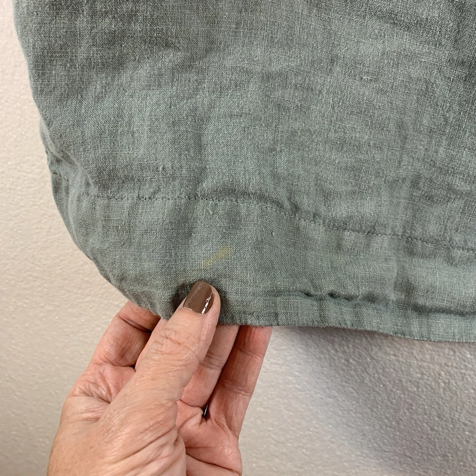 Top con volantes cuadrados 100 % lino talla M verde salvia de gran tamaño Lagenlook Foto 3 de 4