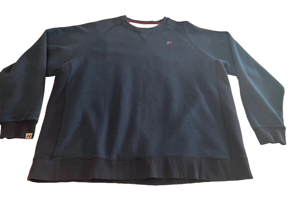 Vtg 80's-90's Russell 2 TONE Blue V Stitch Crewneck Sweatshirt  3XL 54-56 Warm