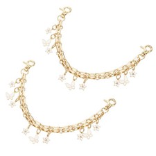 2Pcs 10" Flowers Butterfly Pendant Handbag Chain Straps, White