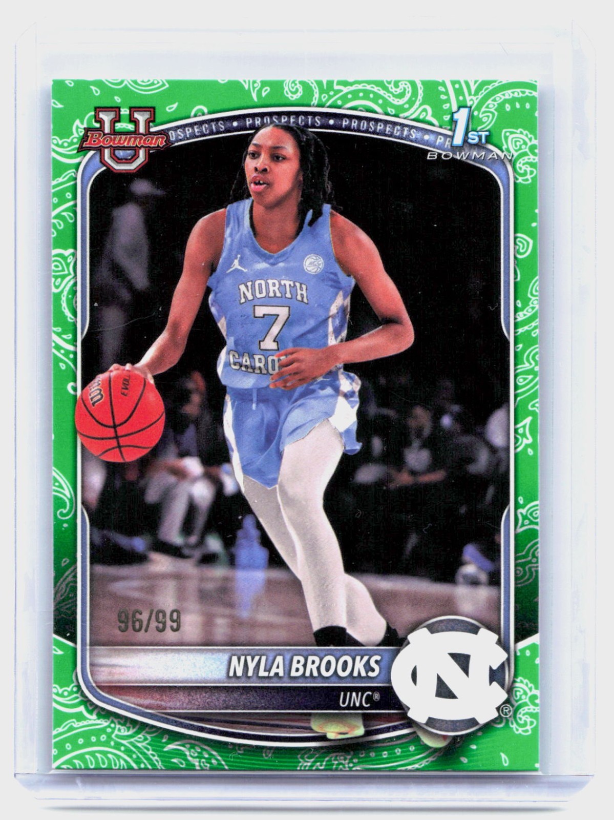 2025-26 Bowman NYLA BROOKS 1st RC #BPP-63 GREEN PATTERN BORDER #d /99