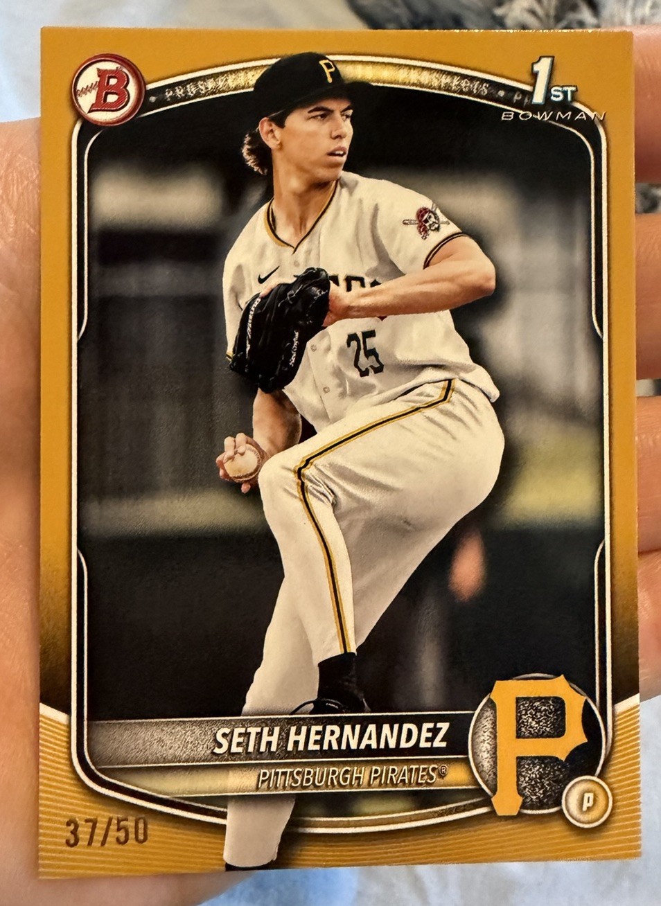 2025 Bowman Draft SETH HERNANDEZ 1ST Gold Paper /50 SSP #BD-25 PIRATES