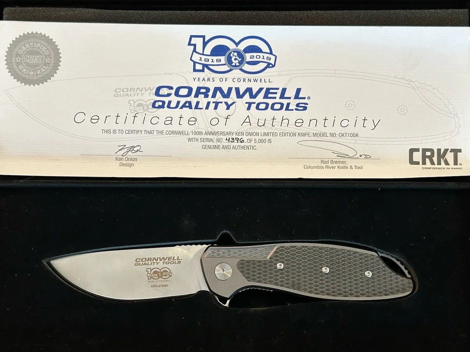 100 лет CORNWELL TOOLS CRKT Ken Onion ограниченный выпуск НОЖ CKT100A 4396/5000 - Изображение 2 из 4
