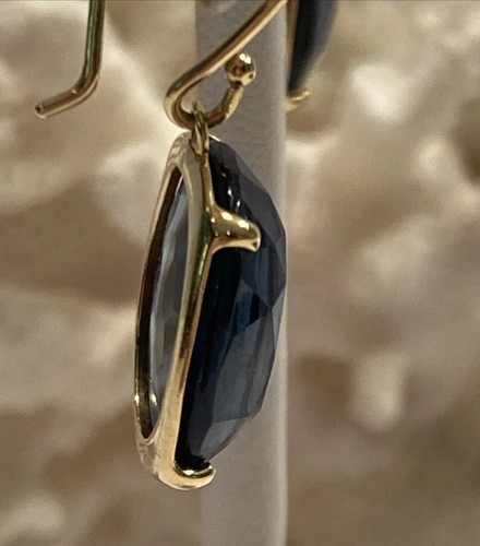 Ippolita London Blue Topaz Dangle Earrings Yellow Gold 18k Pierced Rock Candy - Picture 9 of 14